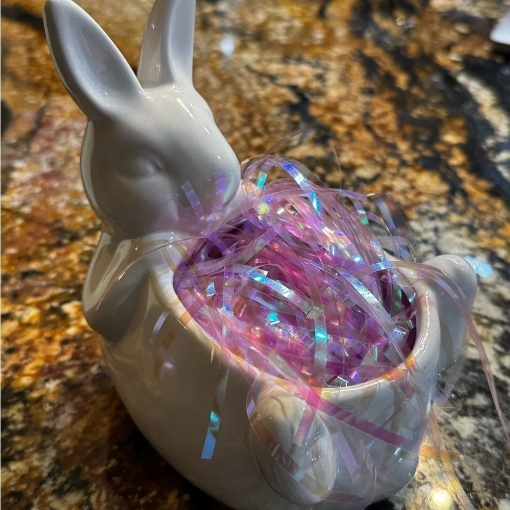 White Ceramic Bunny Decorative Bowl candy dish